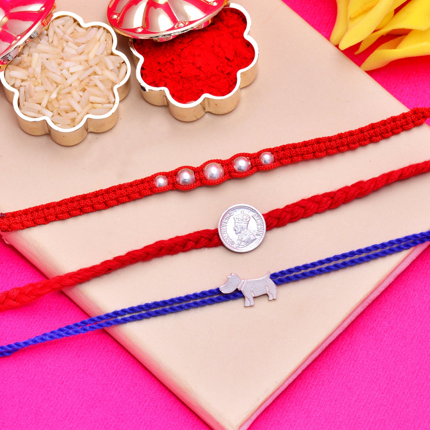 Royal Silver Rakhi Collection Set of - 3 - KYAT