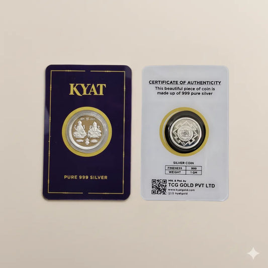 Kyat 1g 999 Silver Coin with Wooden Shubh-Labh Set