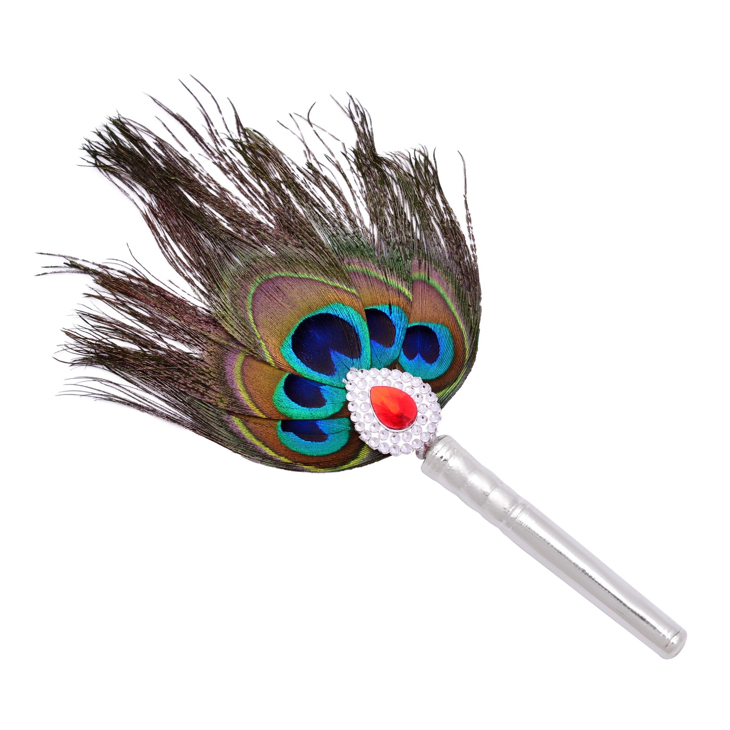 KYAT - Handmade Silver Peacock Feather Fan - KYAT