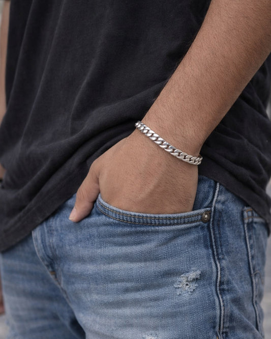 Cuban Link 925 Silver Bracelet For Mens