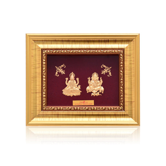 Shri Ganesh & Lakshmi 24kt Gold-Plated Silver Frame