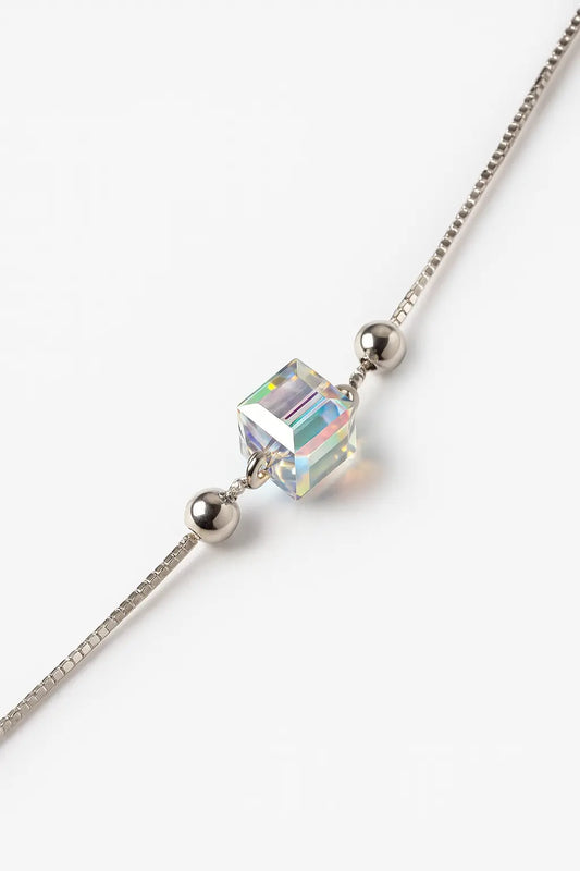 925 Silver Modern Bead and Cube Chain Necklace