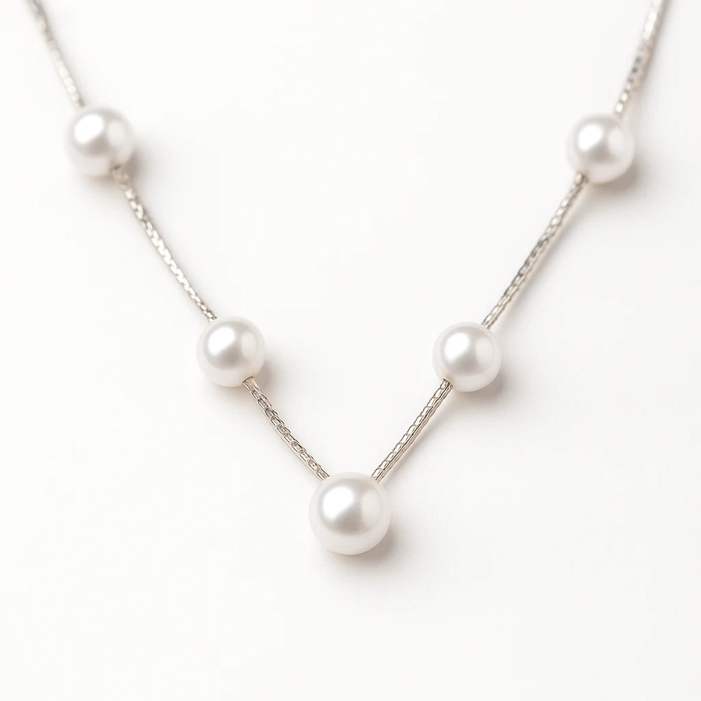 925 Sterling Silver Minimalist Pearl Necklace