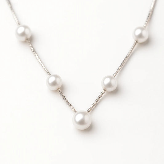925 Sterling Silver Minimalist Pearl Necklace