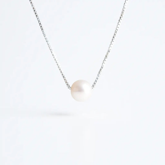 925 Sterling Silver Minimalist Single Pearl Necklace