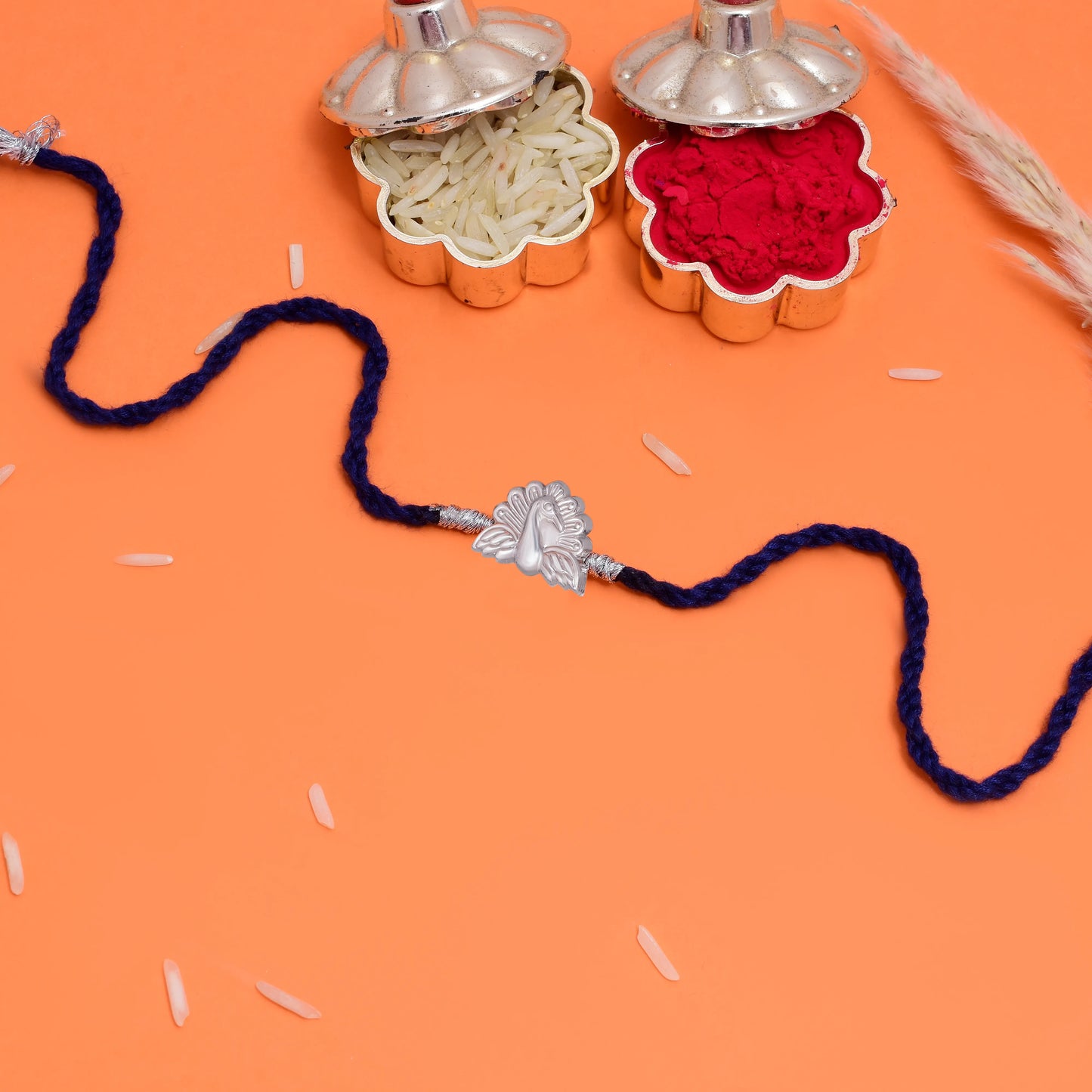 Beautiful Peacock Silver Rakhi