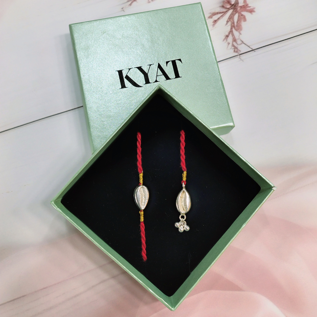 Bhaiya Bhabhi Silver Kodi Rakhi Set