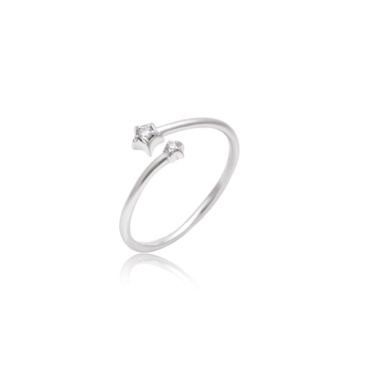 Silver Crystal Star Ring( Adjustable)