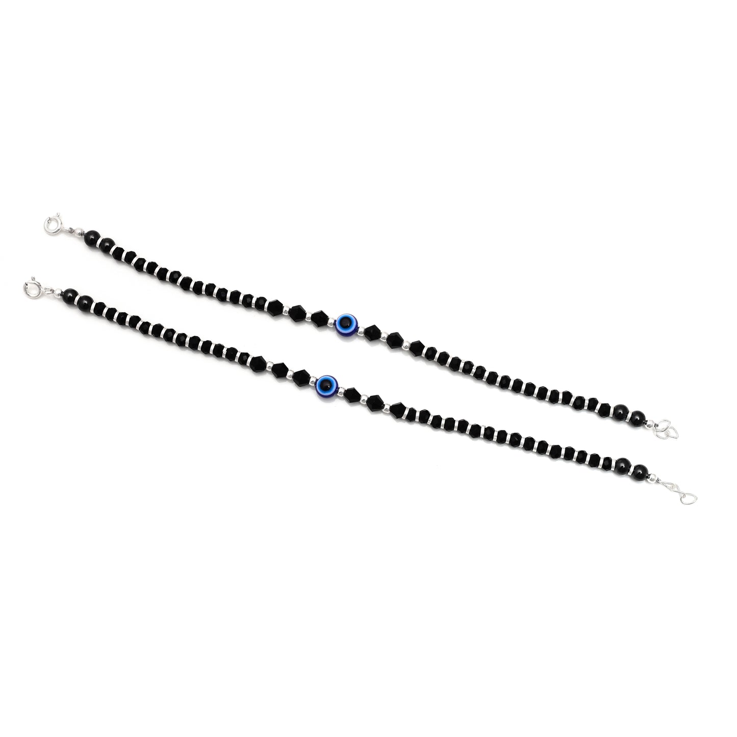 925 Silver Evil Eye Black Beads Bracelet And Anklet|925 Silver Anklet| 925 Silver Bracelet