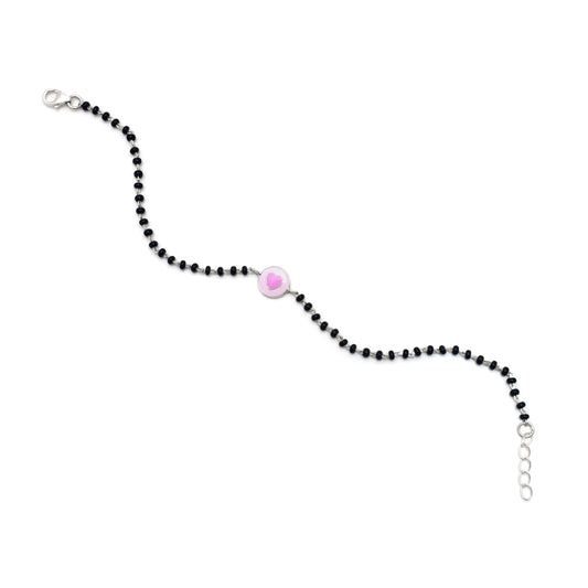 Pink Heart Motif Beaded Bracelet - KYAT