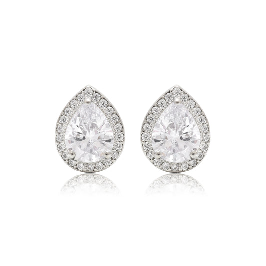 Classic Teardrop Cubic Zirconia Silver Pendant Set - KYAT