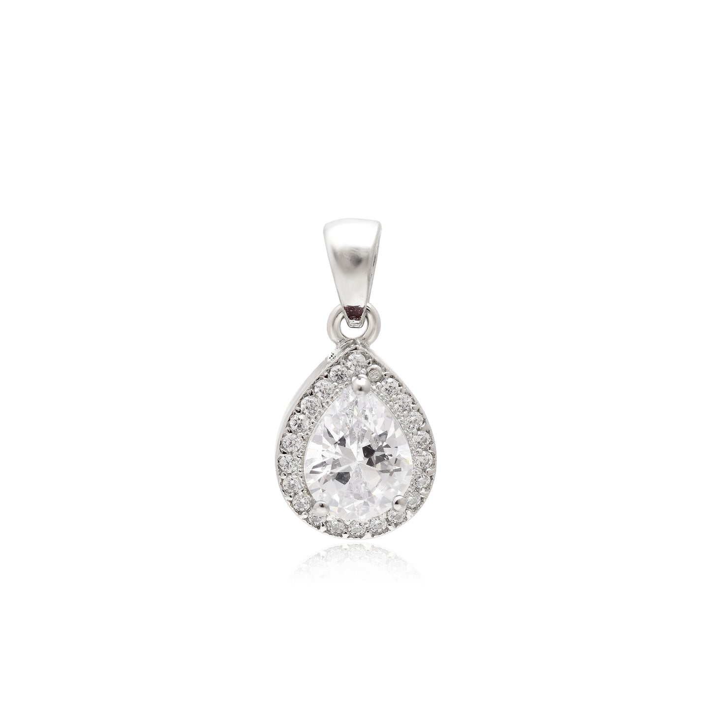 Classic Teardrop Cubic Zirconia Silver Pendant Set - KYAT