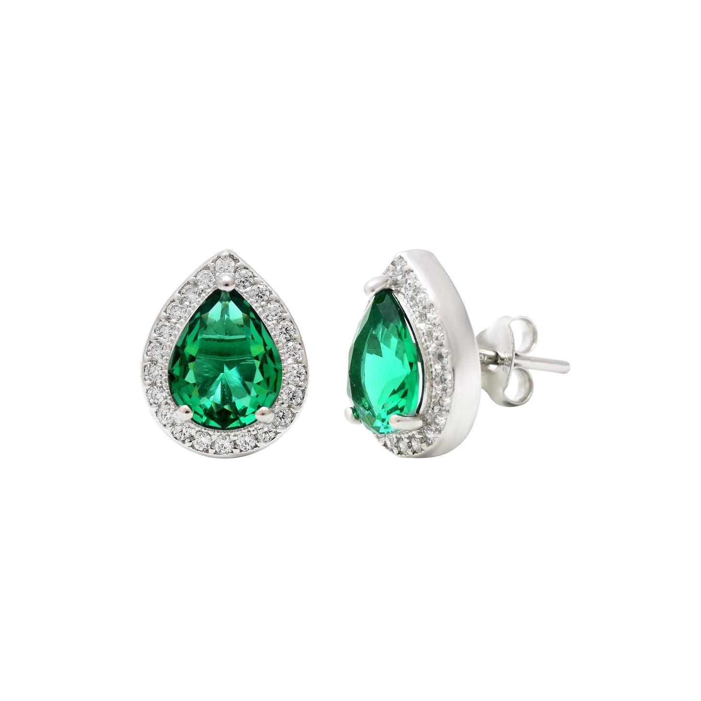 Emerald Green Teardrop 925 Silver Pendant & Earring Set - KYAT