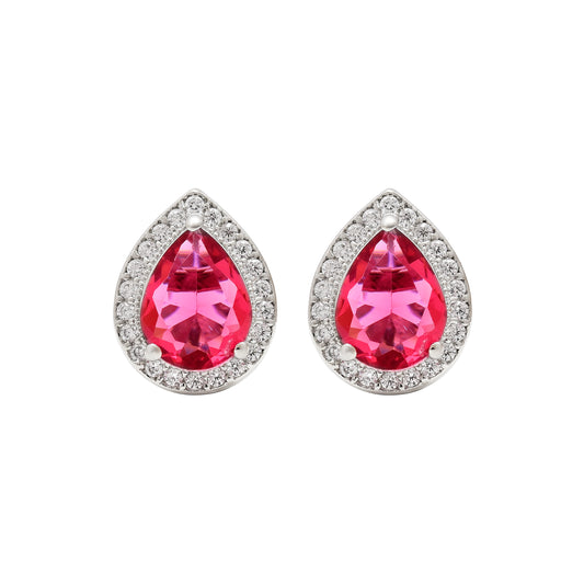 Ruby Red Teardrop Pendant & Earring Set - KYAT