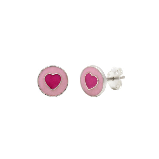 Pink Heart Stud Earrings - KYAT