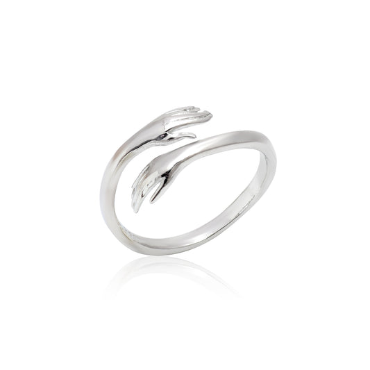 Elegant Hand-Inspired Adjustable 925 Silver Ring - KYAT