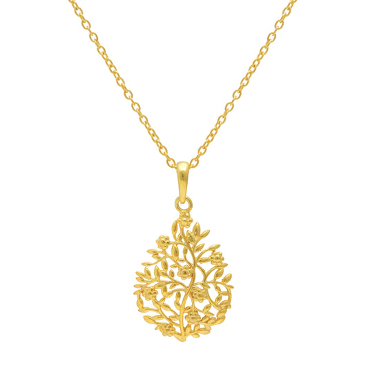 Gold Floral Vine Necklace and Earring Set - KYAT