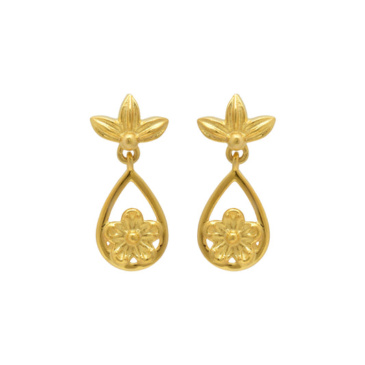Floral Gold-Plated Pendant Set with Earrings - KYAT