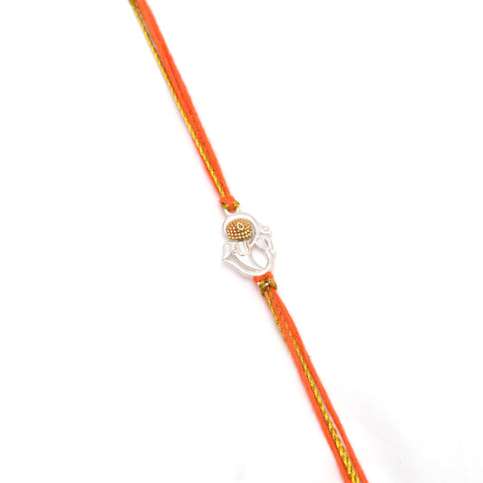 Lord Ganesha Charm Silver Rakhi - KYAT