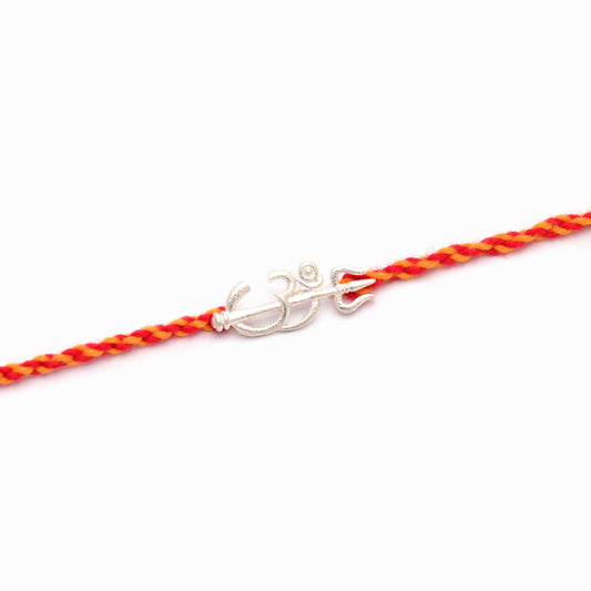 Shiny Om Trishul Silver Rakhi - KYAT
