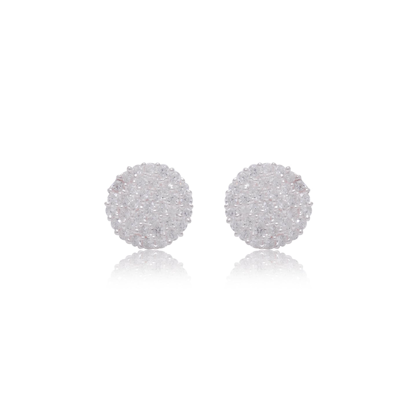 Silver Crystal Round Stud Earrings