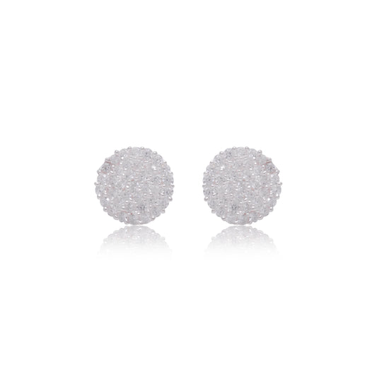 Silver Crystal Round Stud Earrings