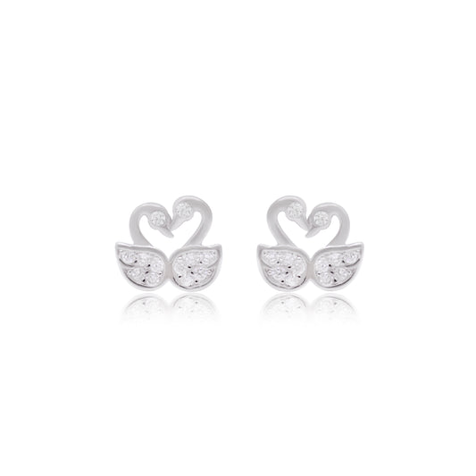 Elegant Silver Swan Stud Earring
