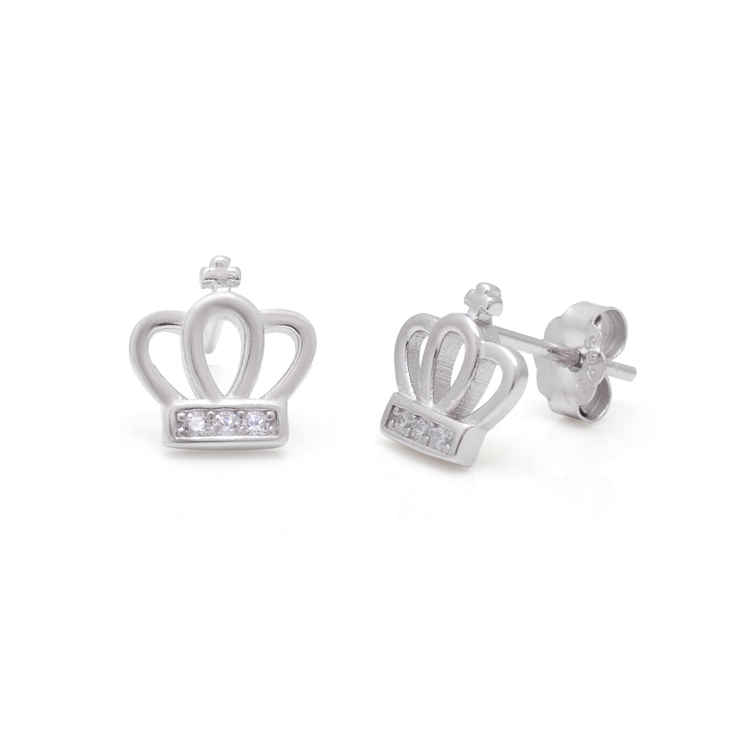 Royal Crown Silver Stud Earrings