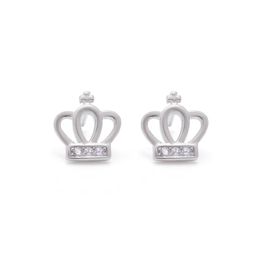 Royal Crown Silver Stud Earrings