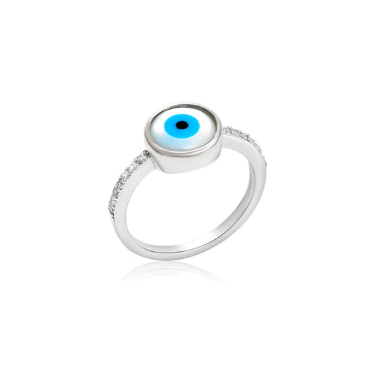 Elegant Silver Evil Eye Ring
