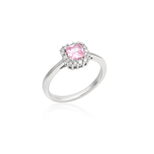Pink Stone Silver Ring