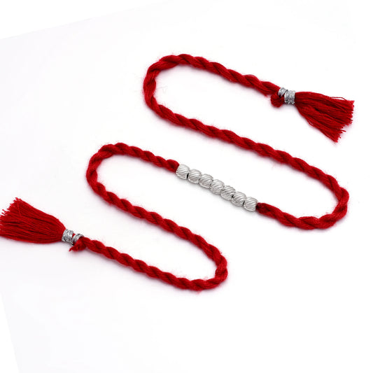 Pure Silver 7 Beads Rakhi
