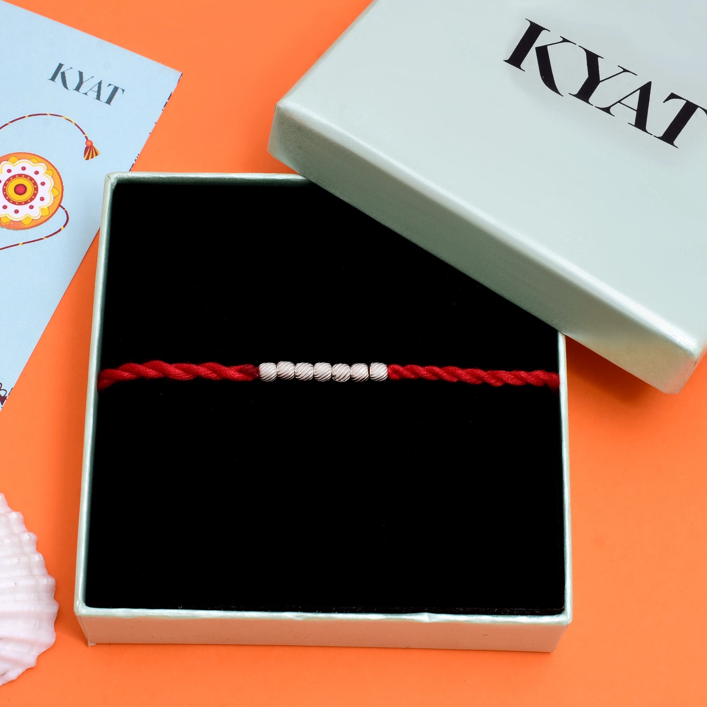 Pure Silver 7 Beads Rakhi