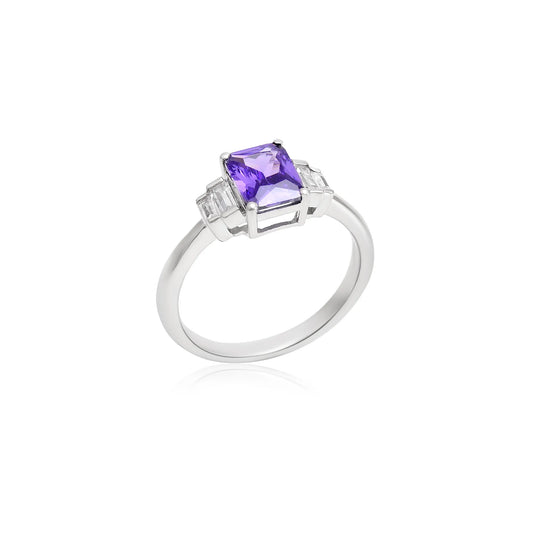 Purple Stone Silver Ring