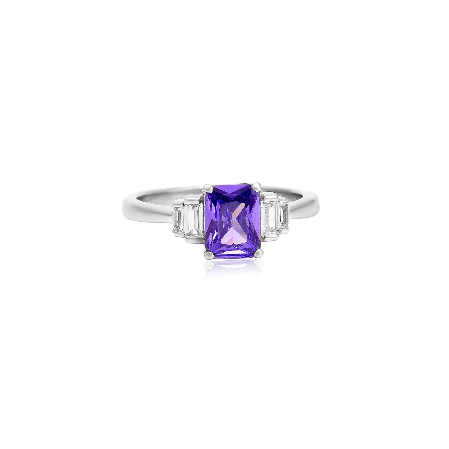 Purple Stone Silver Ring