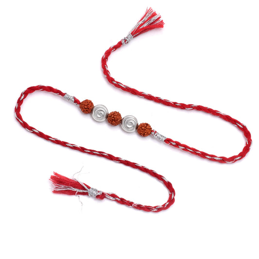 Shankh And Rudhraksh Silver Rakhi