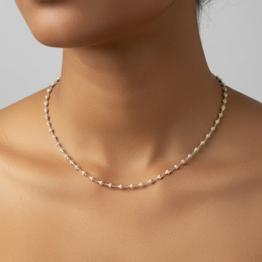 925 Silver Divine Tulsi Mala Kanthi For Men & Women