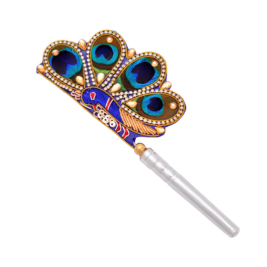 SILVER PEACOCK FEATHER FOR KRISHNA