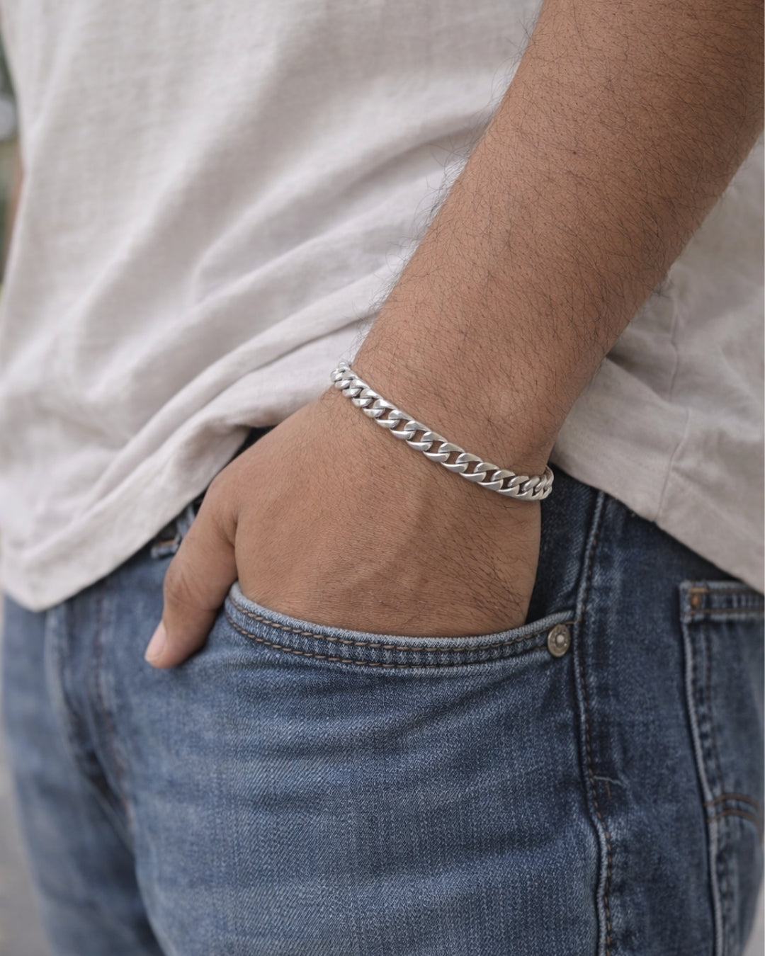 Cuban Link 925 Silver Bracelet For Mens