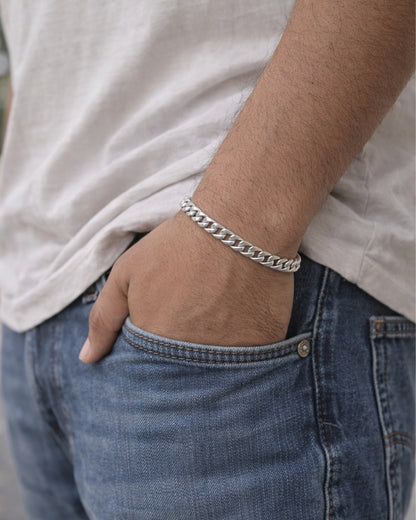 Cuban Link 925 Silver Bracelet For Mens