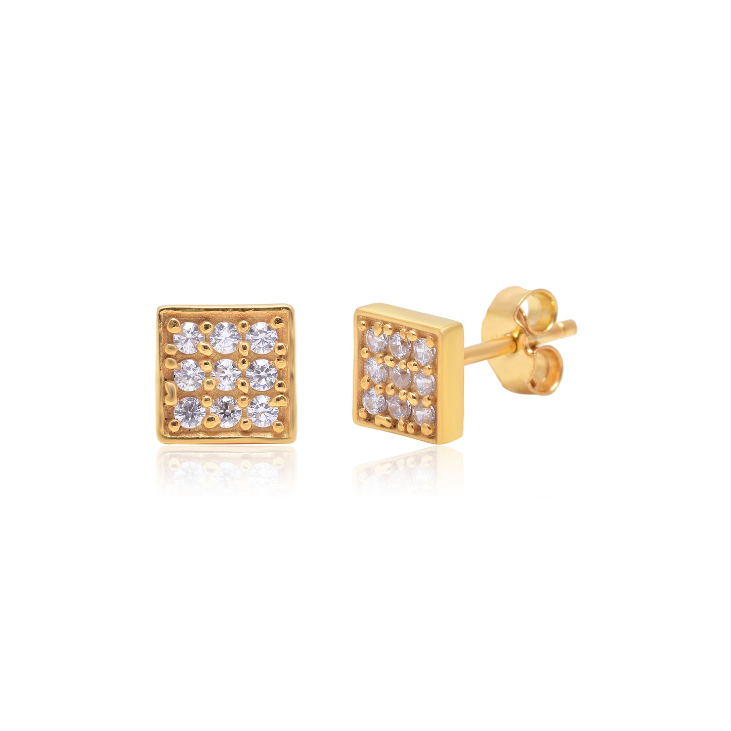Silver Golden Square Tiny Stud Earrings