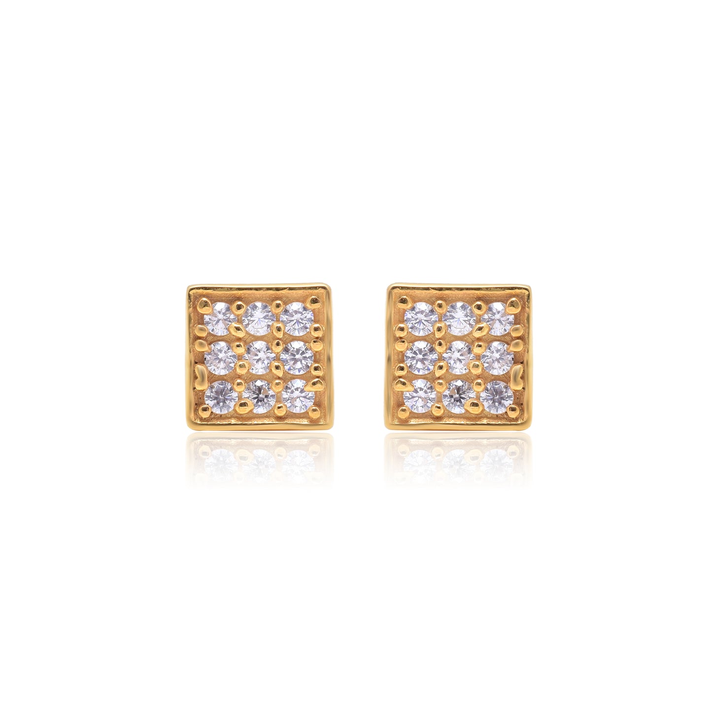 Silver Golden Square Tiny Stud Earrings