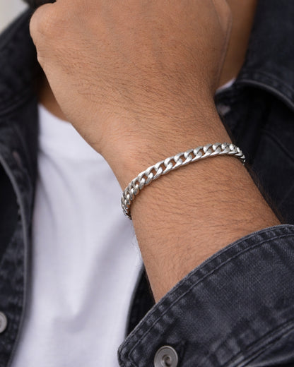 Cuban Link 925 Silver Bracelet For Mens
