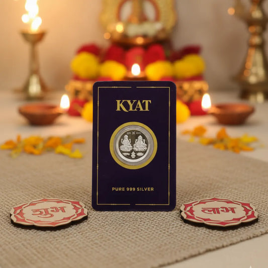 Kyat 2g 999 Silver Coin with Wooden Shubh Labh Set
