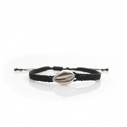 925 Silver Kodi Shell Black Thread Bracelet