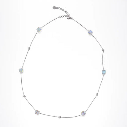 925 Silver Modern Bead and Cube Chain Necklace