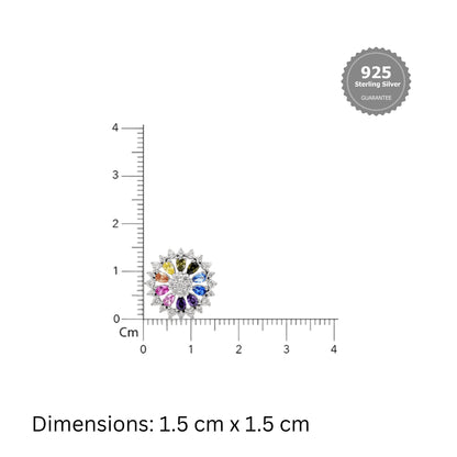 925 silver Navratan Round Zircon Stud Earrings
