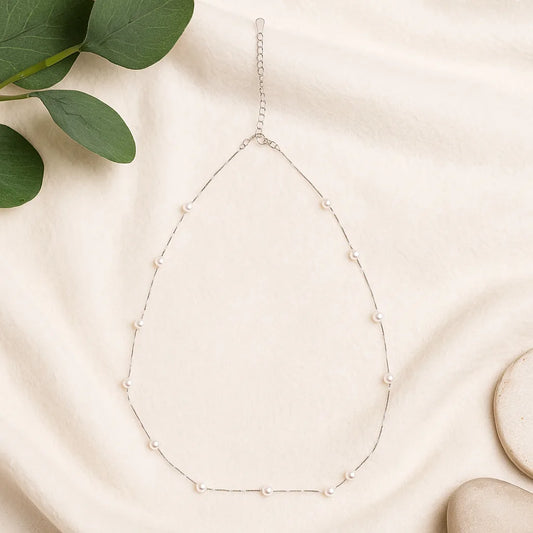 925 Sterling Silver Minimalist Pearl Necklace