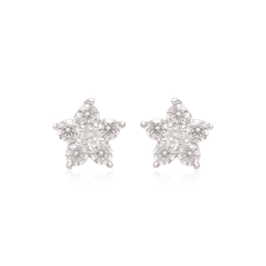 Dazzling Silver CZ Star Stud Earring