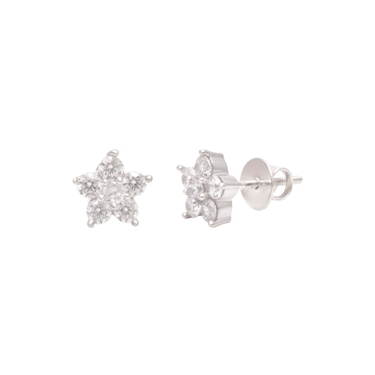 Dazzling Silver CZ Star Stud Earring